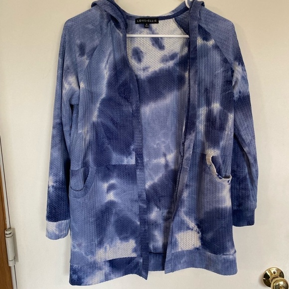 Love, Ellie open front, hooded, waffle hoodie with front pockets xl tie-dye - Picture 1 of 8